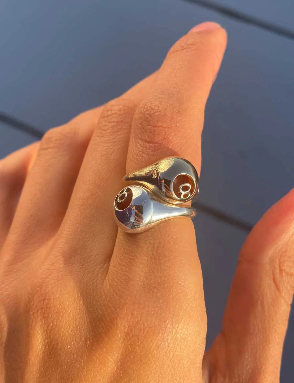 8 Ball Billiards Ring Signet - 14k gold