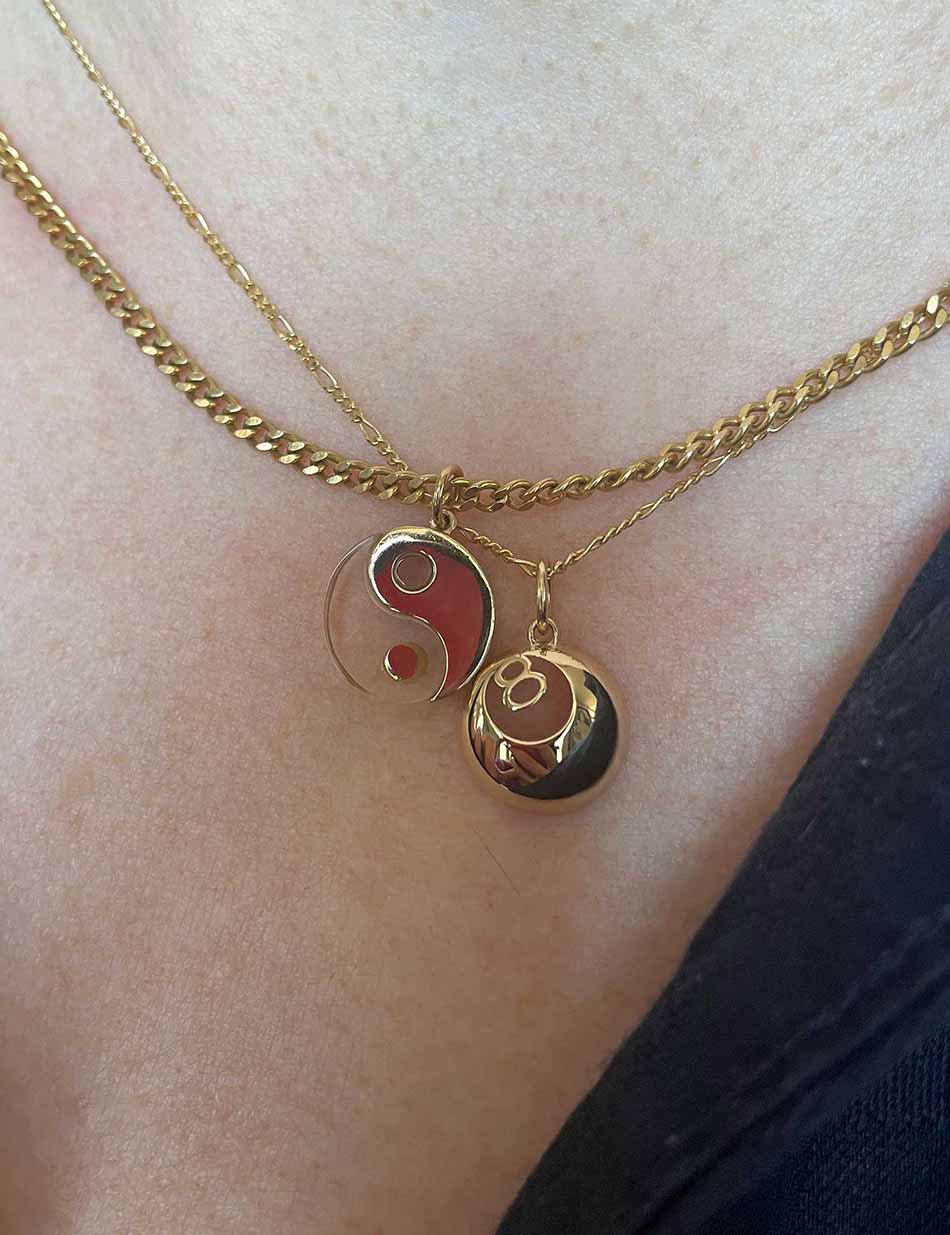 8 Ball Charm Pendant - 14k gold