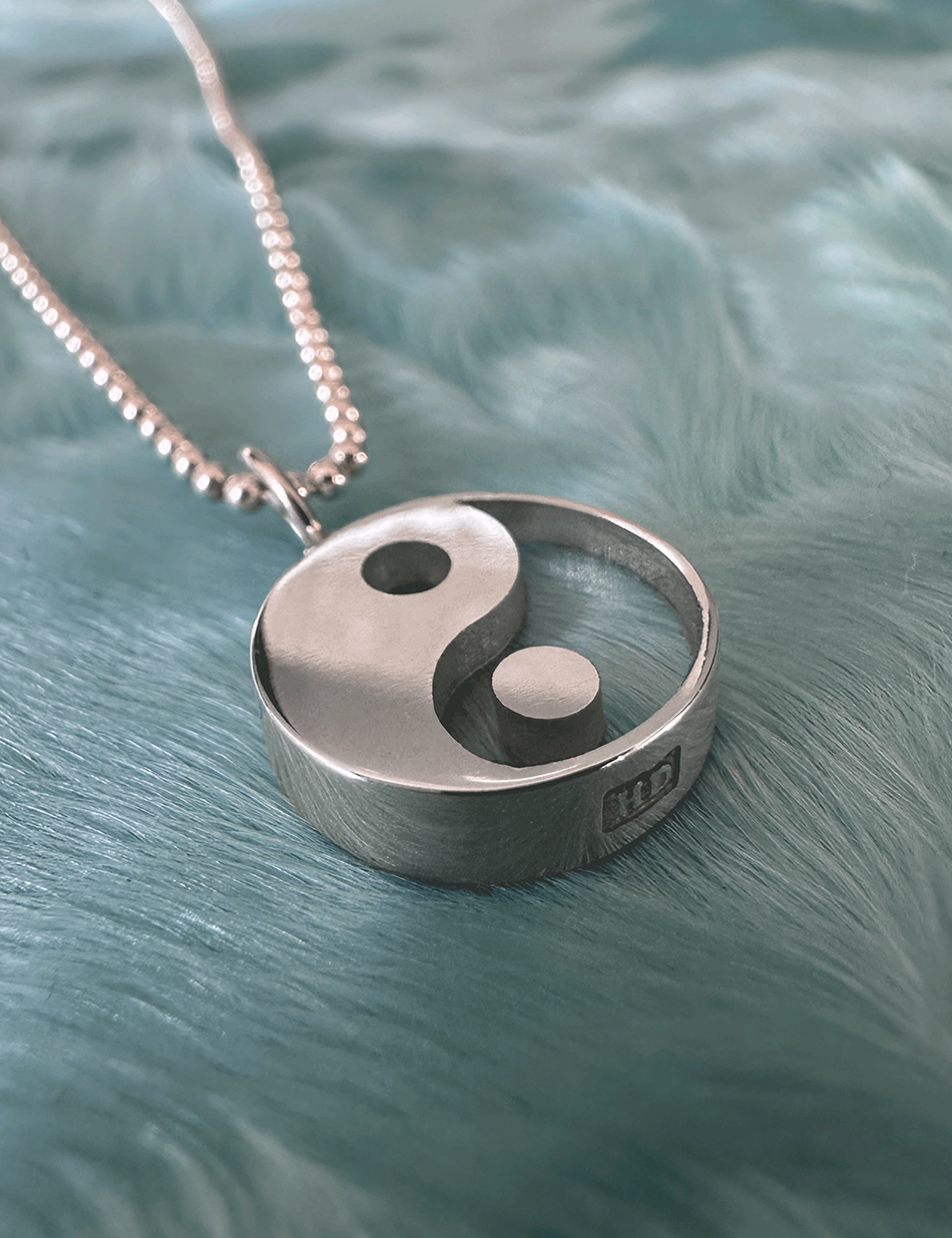 Yin Yang Bezel Balance Pendant - 14k gold or sterling silver, quartz