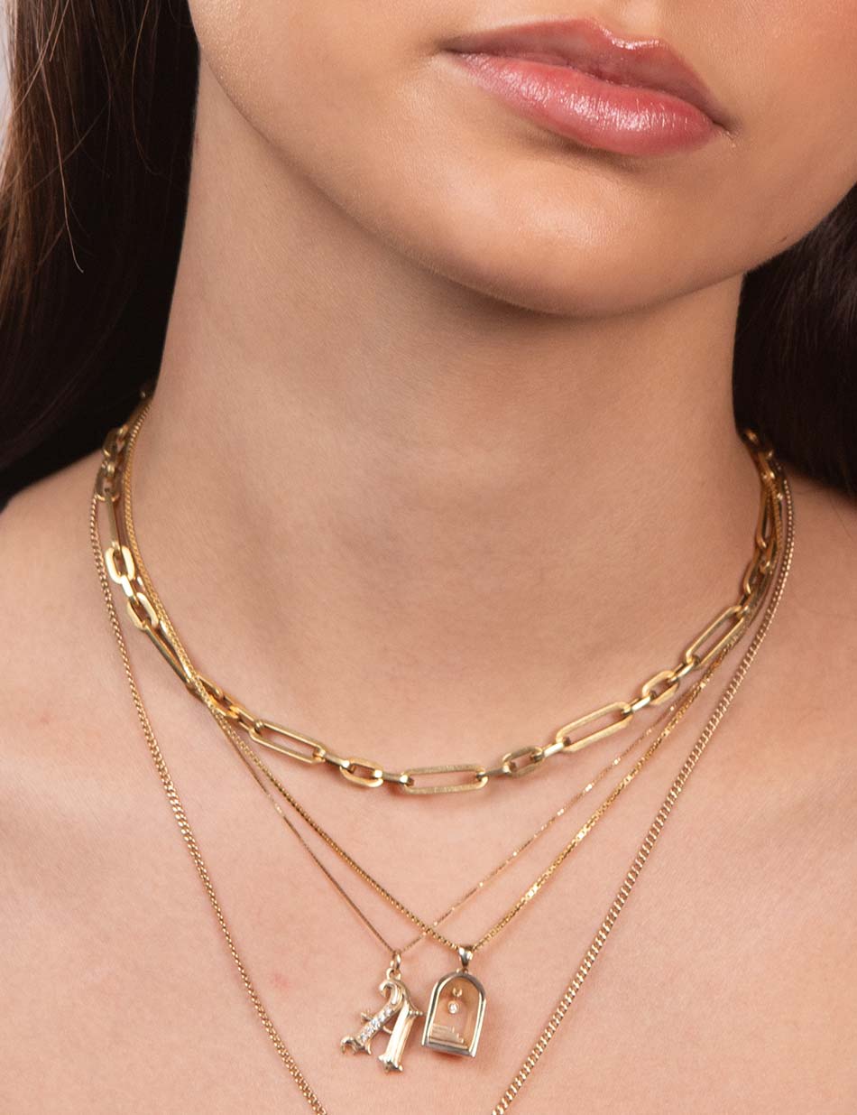 Portal Stair Charm Pendant - 14k gold, diamond