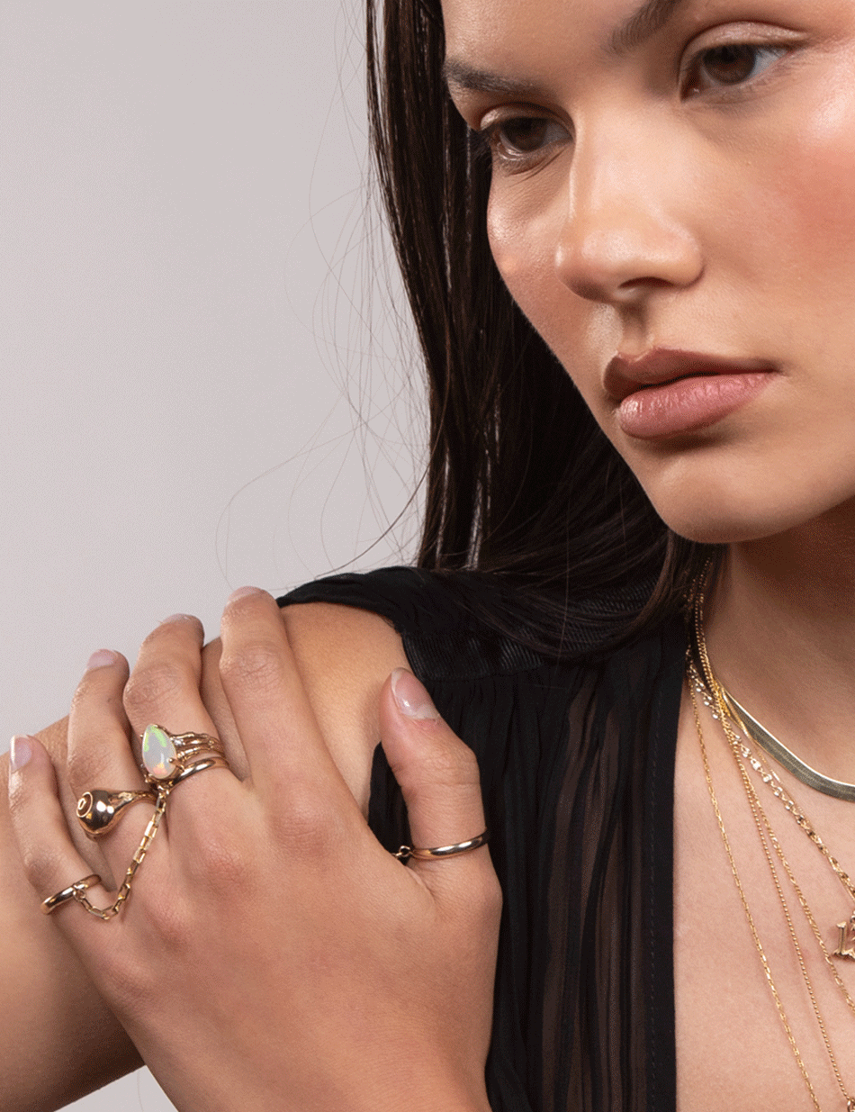 Biker Chain Double Finger Ring - 14k gold