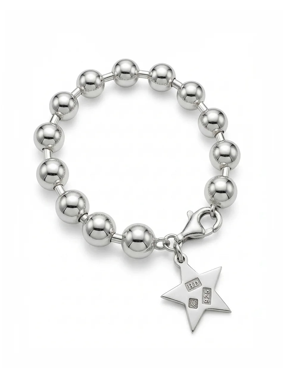 Chunky Ball Chain Star Bracelet - sterling silver
