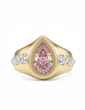Rose Thorn Ring - 14k gold, pink diamond pear,<br>white diamond