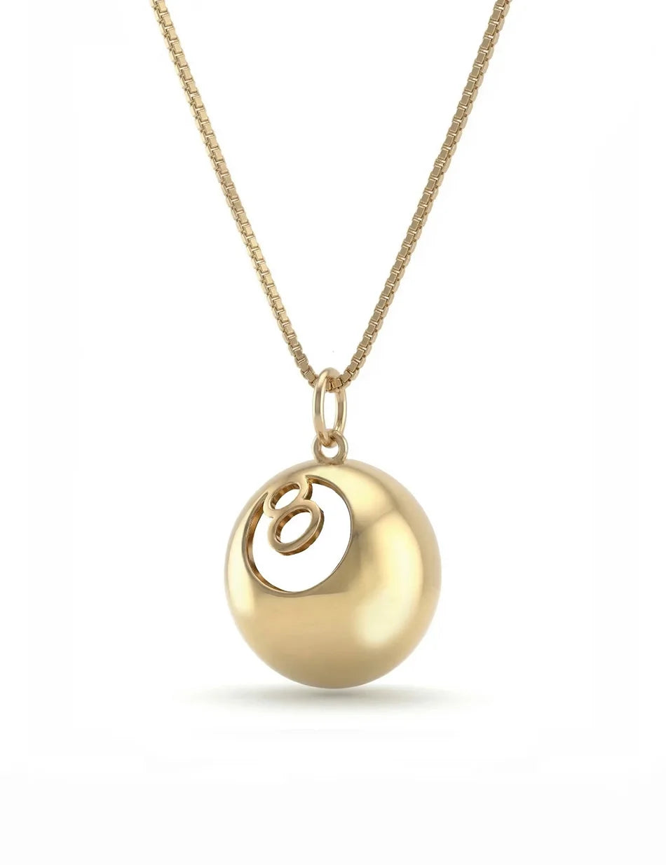 8 Ball Charm Pendant - 14k gold