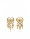 Bleeding Heart Tassel Stud Earrings - 14k gold