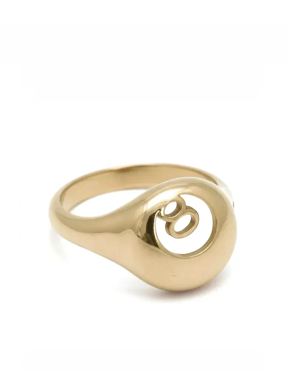 8 Ball Billiards Ring Signet - 14k gold