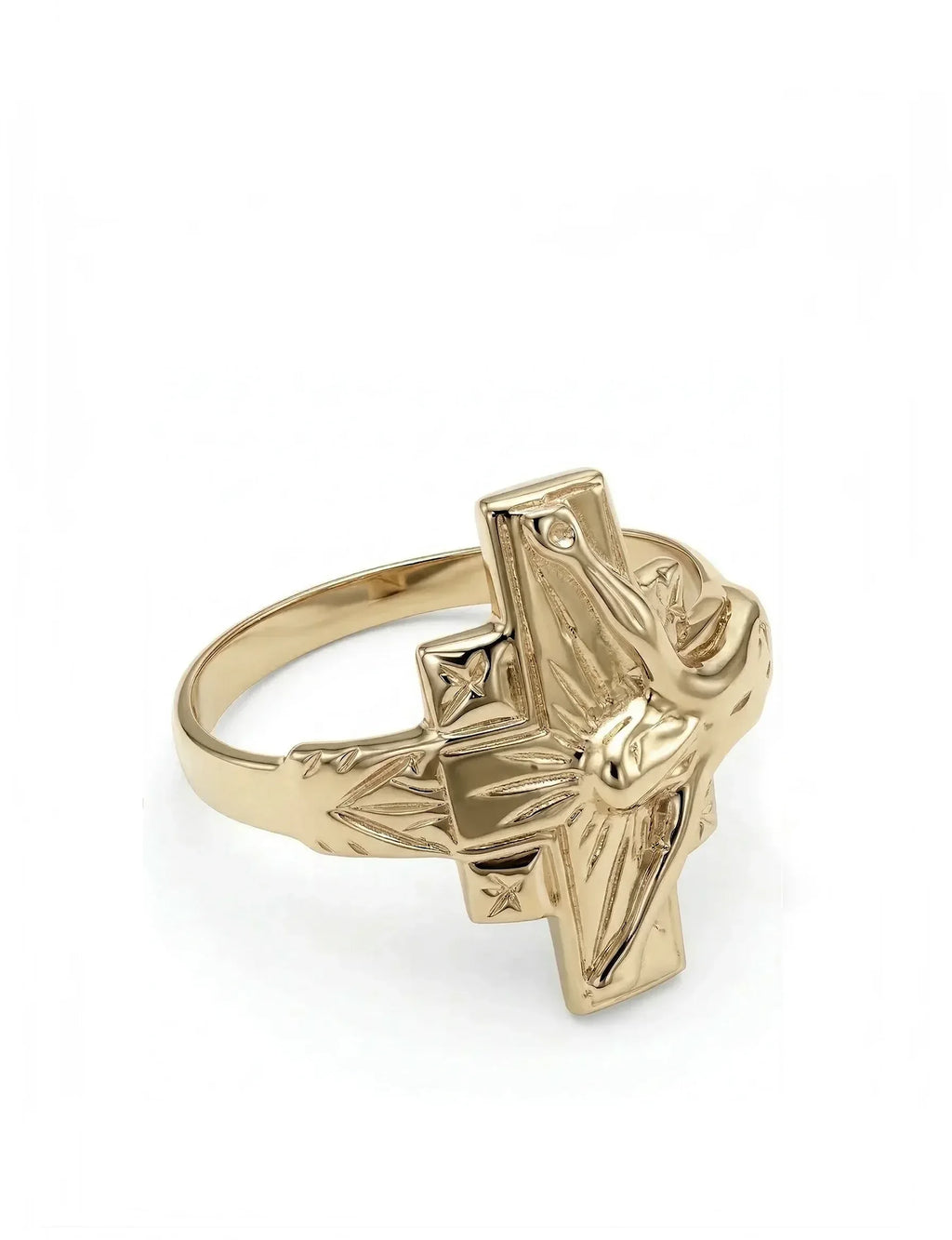 Cross Crucifix Ring - 14k gold or sterling silver