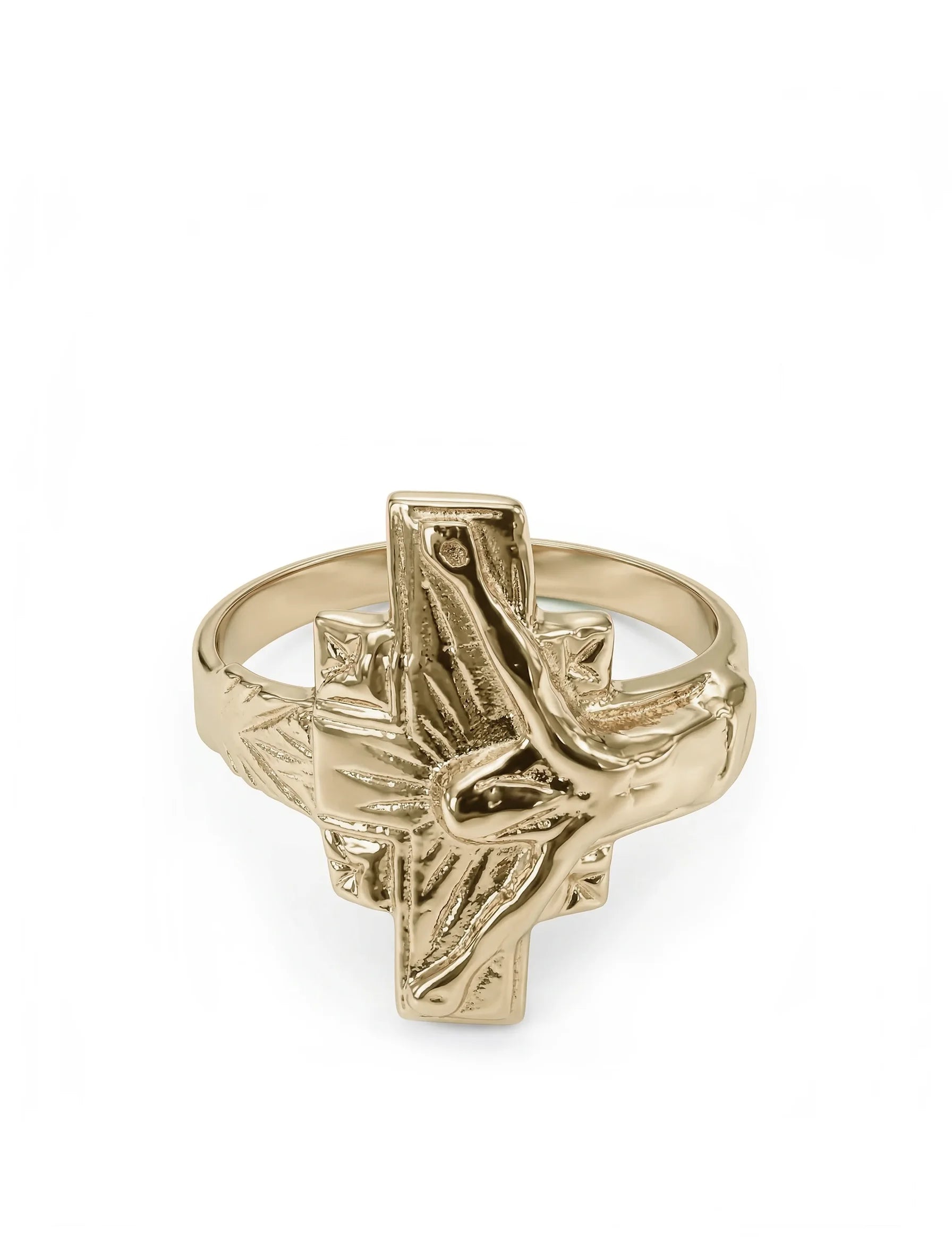 Cross Crucifix Ring - 14k gold or sterling silver