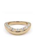 Diamond Studded Spike Curve Ring - 14k gold & white diamond