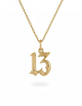 Gothic Lucky 13 Charm Pendant - 14k gold or sterling silver
