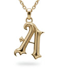 Gothic Cathedral Monogram Initial Charm, Large -  14k gold
