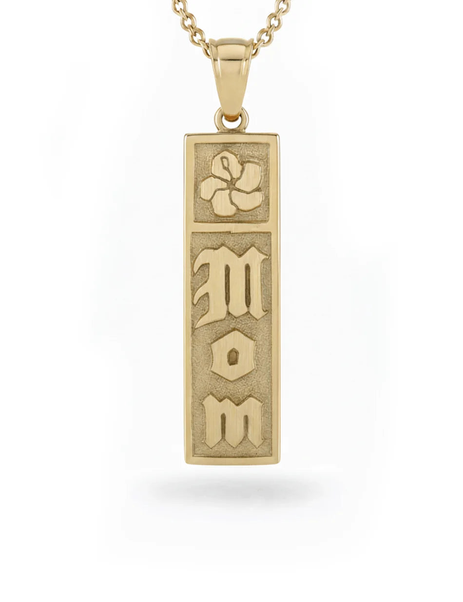 Mom Tablet Charm - 14k gold