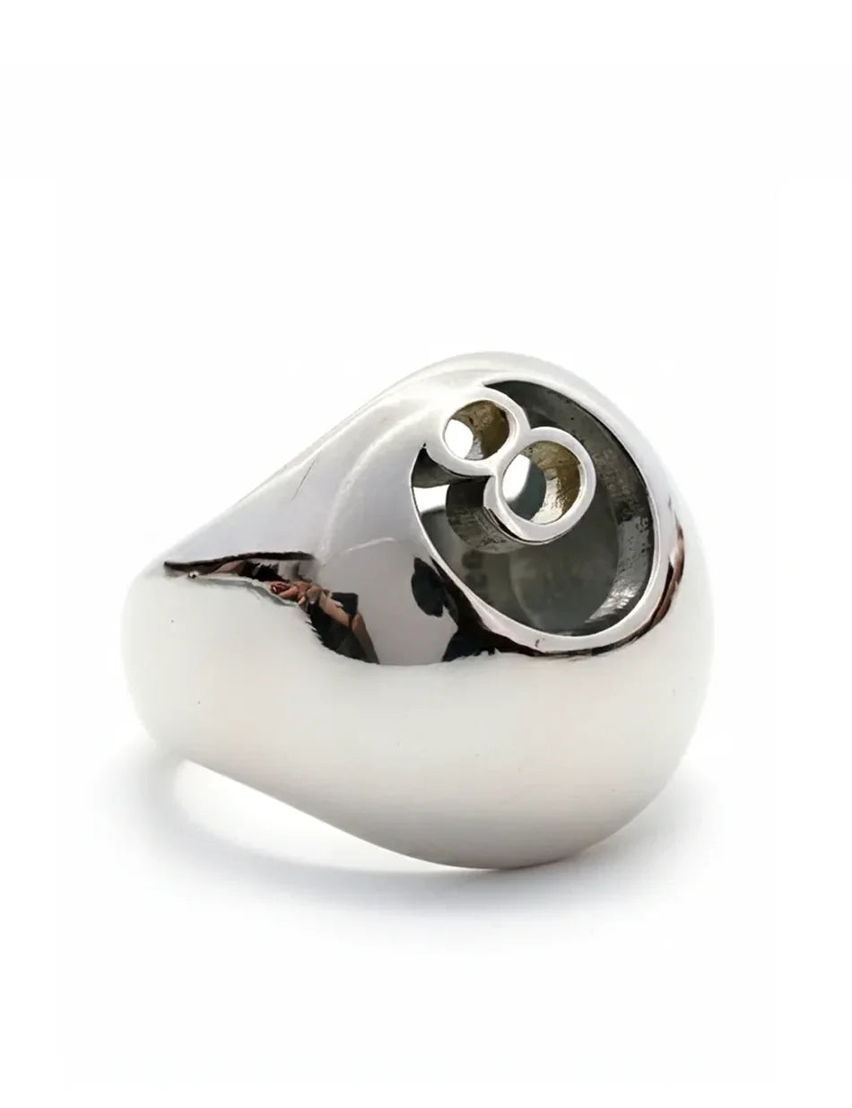 xl 8 Ball Billiards Ring Signet - sterling silver