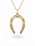 Lucky Horseshoe Necklace Charm - 14k gold, diamonds