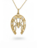 Lucky Horseshoe Spider Necklace Charm - 14k gold or sterling silver