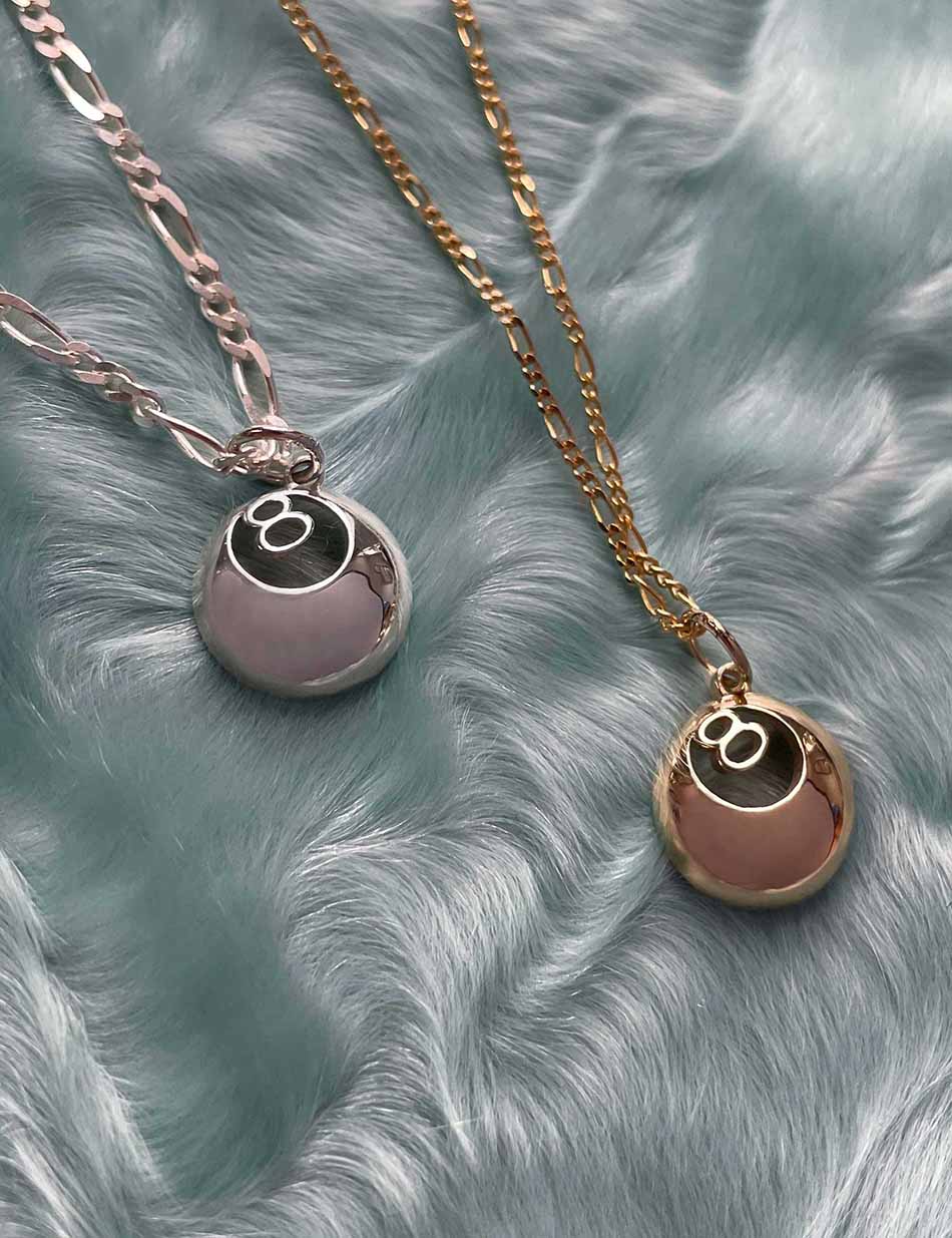 8 Ball Charm Pendant - 14k gold