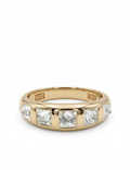 white diamond spike half eternity ring in 14k gold. An edgy and alternative take on eternity jewelry rings.