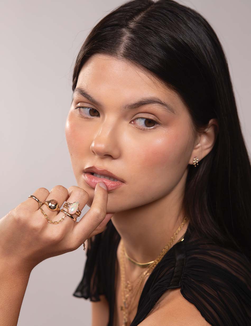 Biker Chain Double Finger Ring - 14k gold