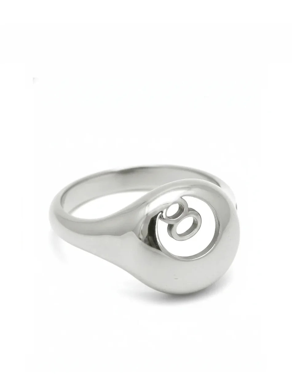 8 Ball Billiards Ring Signet - sterling silver