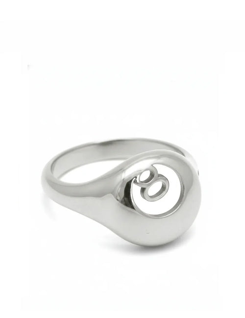 8 Ball Billiards Ring Signet - sterling silver | HONEY DRIP