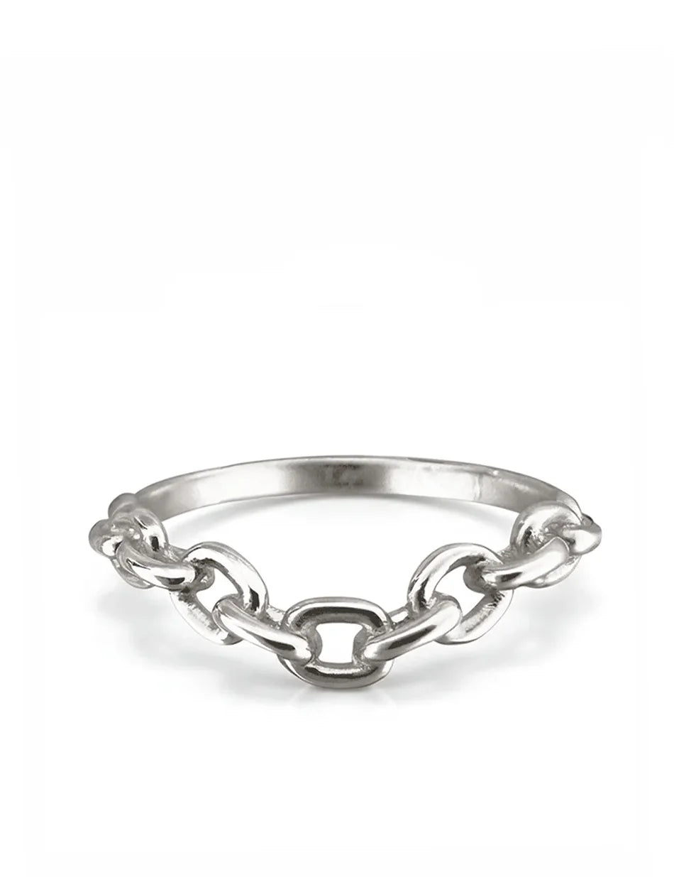 Chain Halo Contour Ring - 14k gold or sterling silver