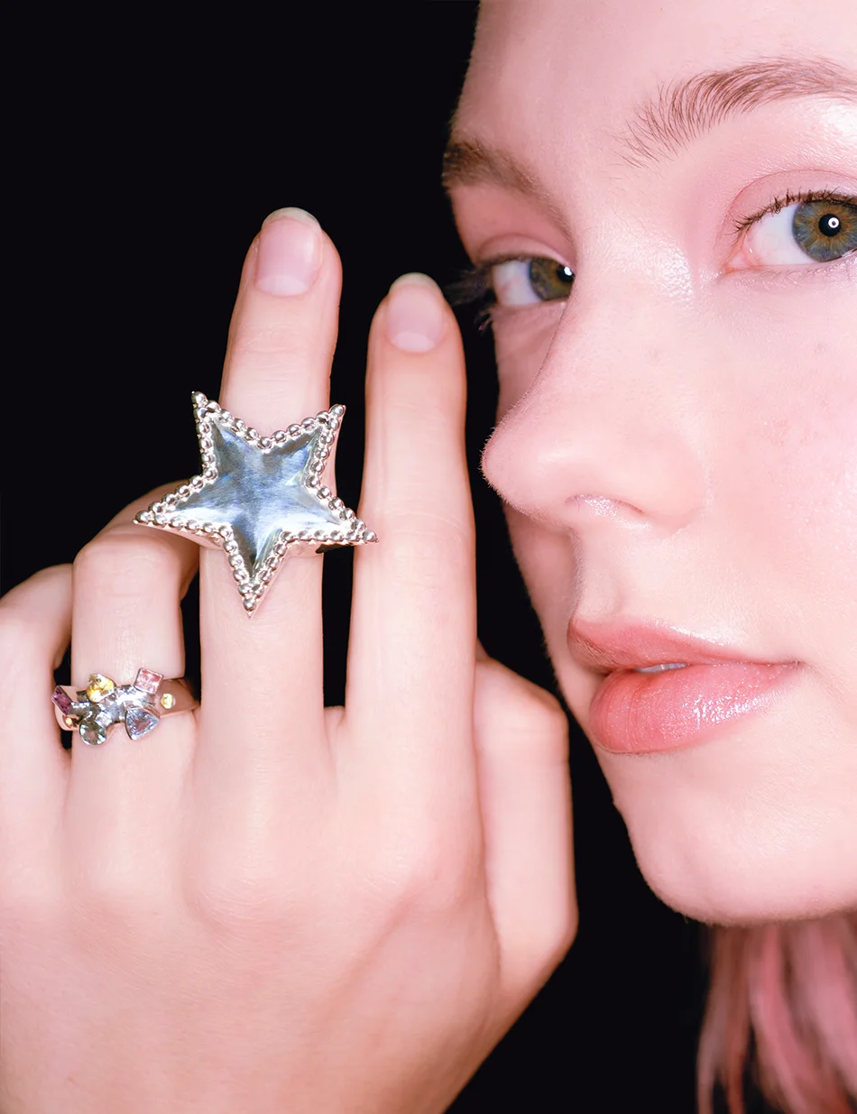 Bezel Fortuna Ring - sterling silver, sapphires