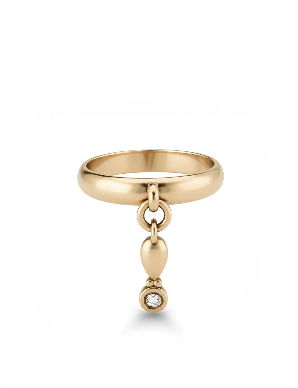 Diamond Single Tassel Ring - 14k gold, diamond
