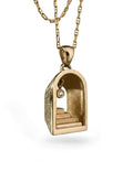 Portal Stair Charm Pendant - 14k gold, diamond