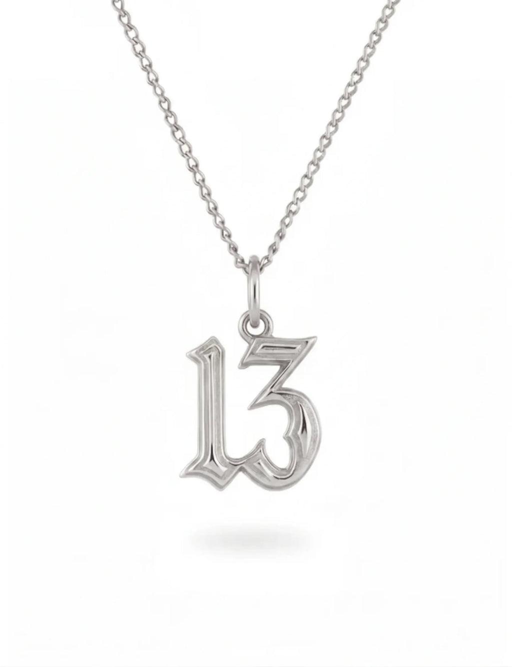 Gothic Lucky 13 Charm Pendant - 14k gold or sterling silver