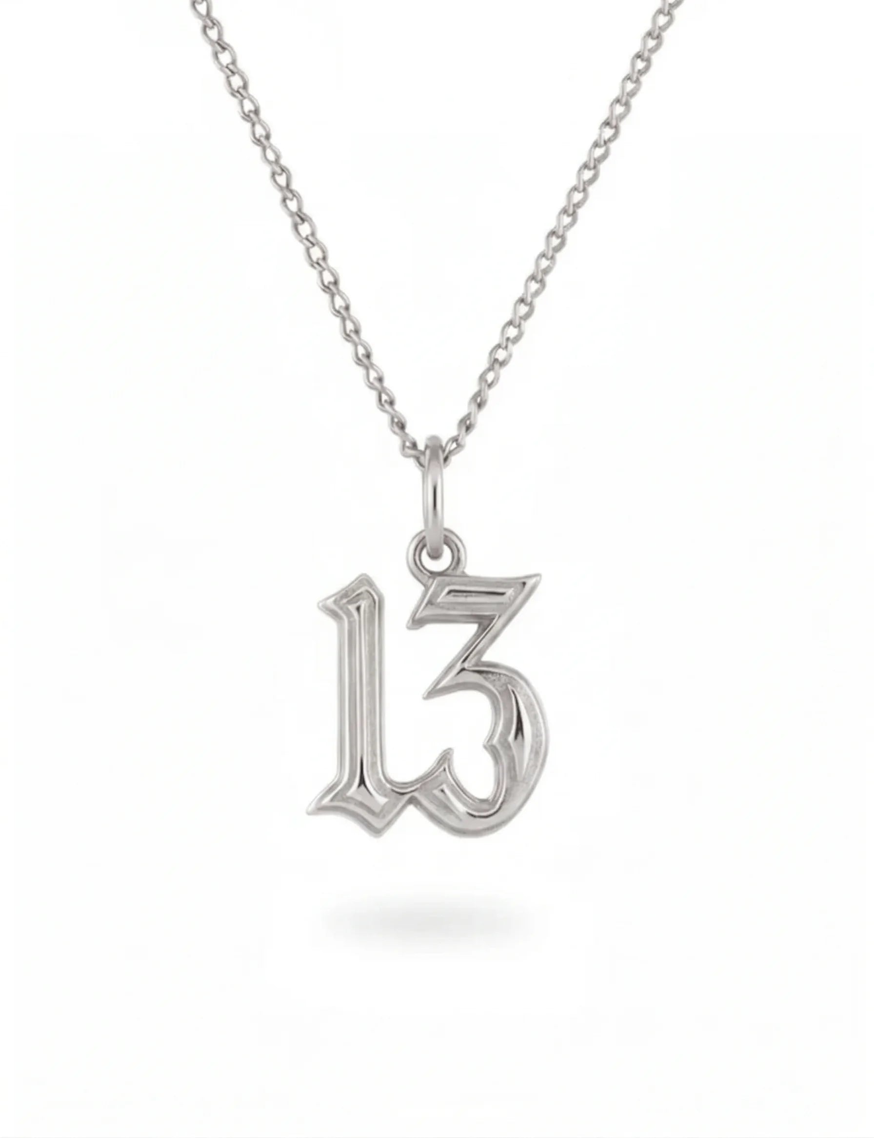 Gothic Lucky 13 Charm Pendant - 14k gold or sterling silver