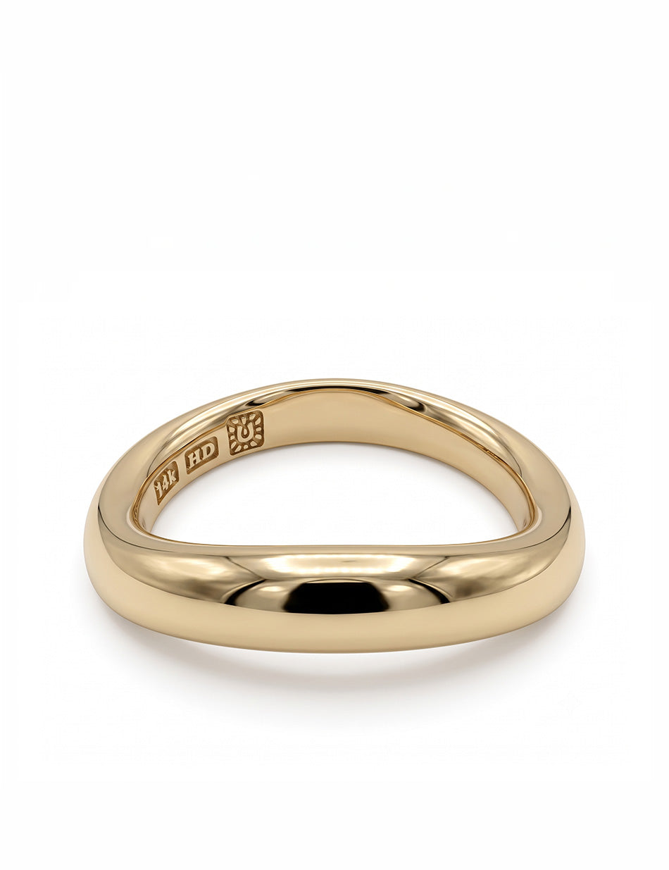 Diamond Studded Spike Curve Ring - 14k gold & white diamond