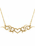 Tribal Tattoo Heart Necklace - 14k gold or sterling silver