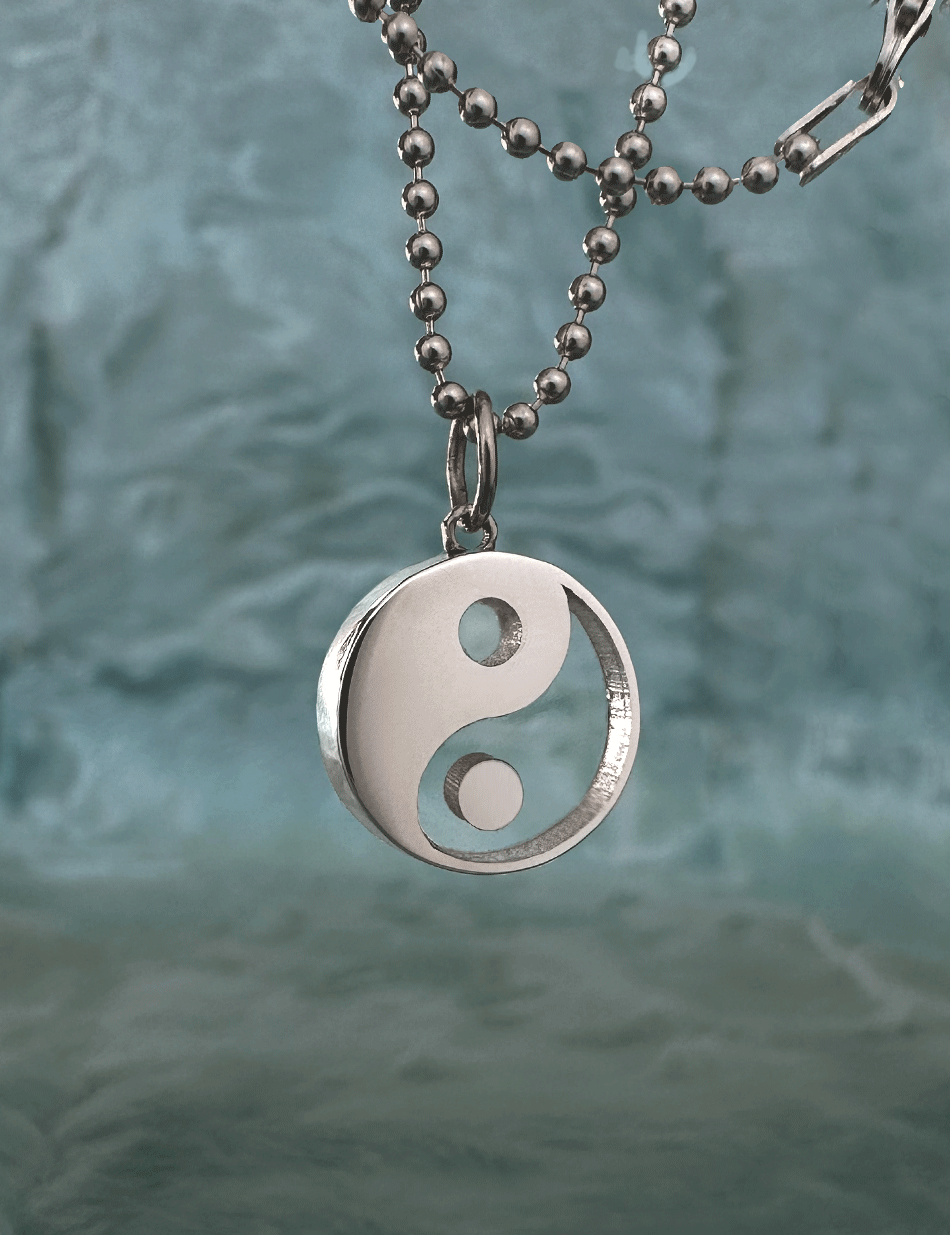 Yin Yang Bezel Balance Pendant - 14k gold or sterling silver, quartz