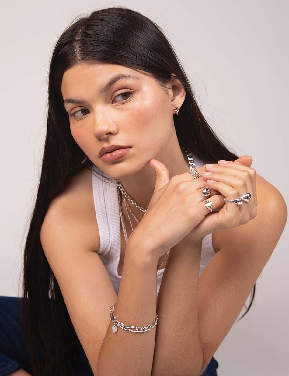 Figaro Chain Bracelet - sterling silver