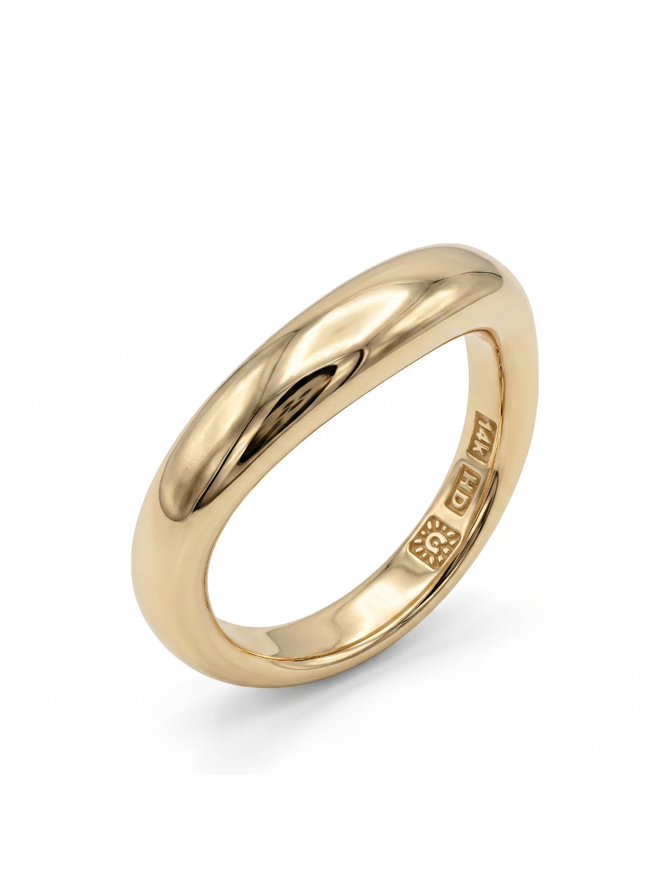 Diamond Studded Spike Curve Ring - 14k gold & white diamond