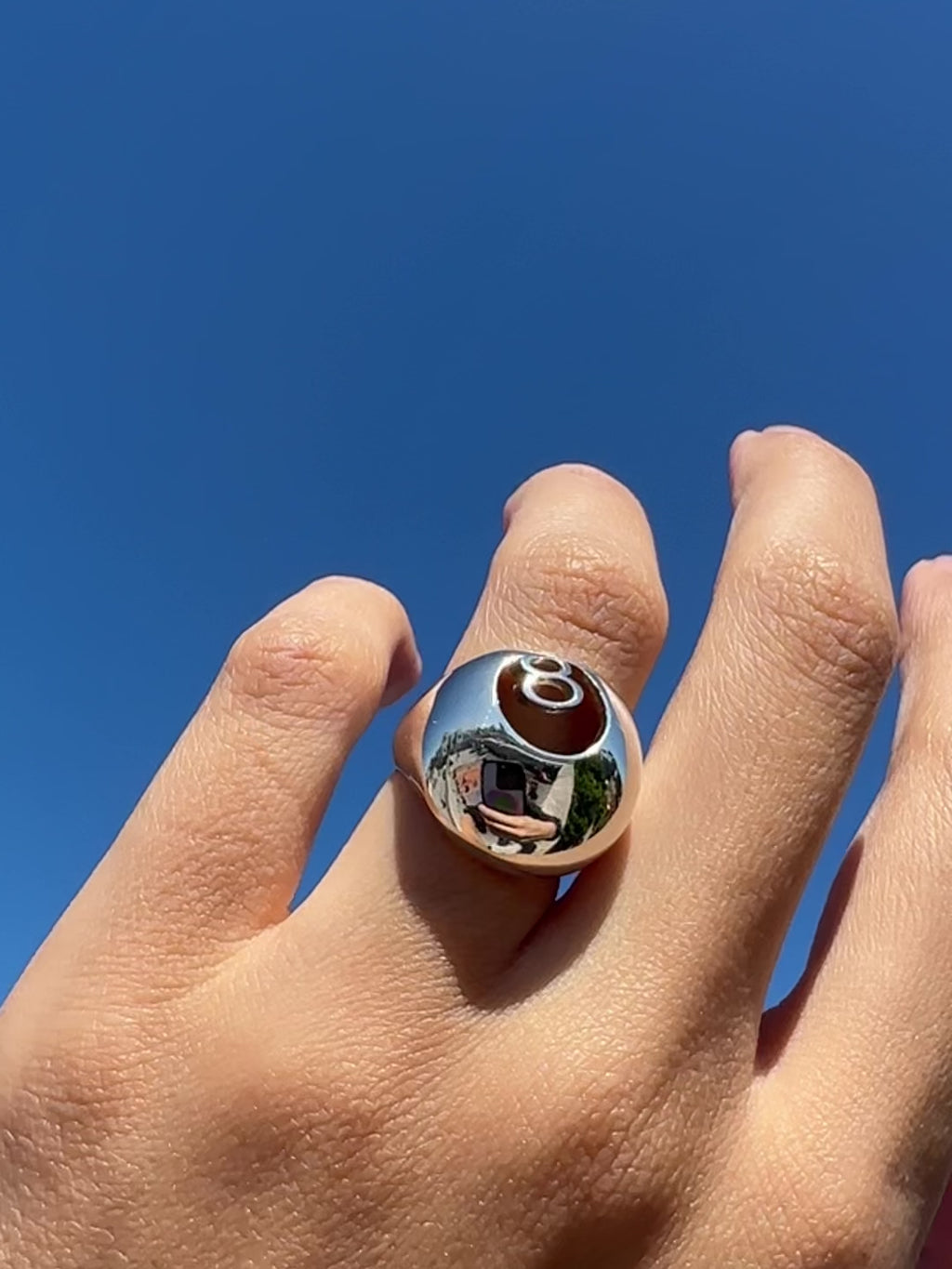 xl 8 Ball Billiards Ring Signet - sterling silver