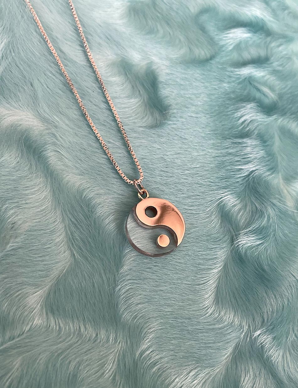 Yin Yang Pendant Necklace - 10k Rose Gold & Quartz