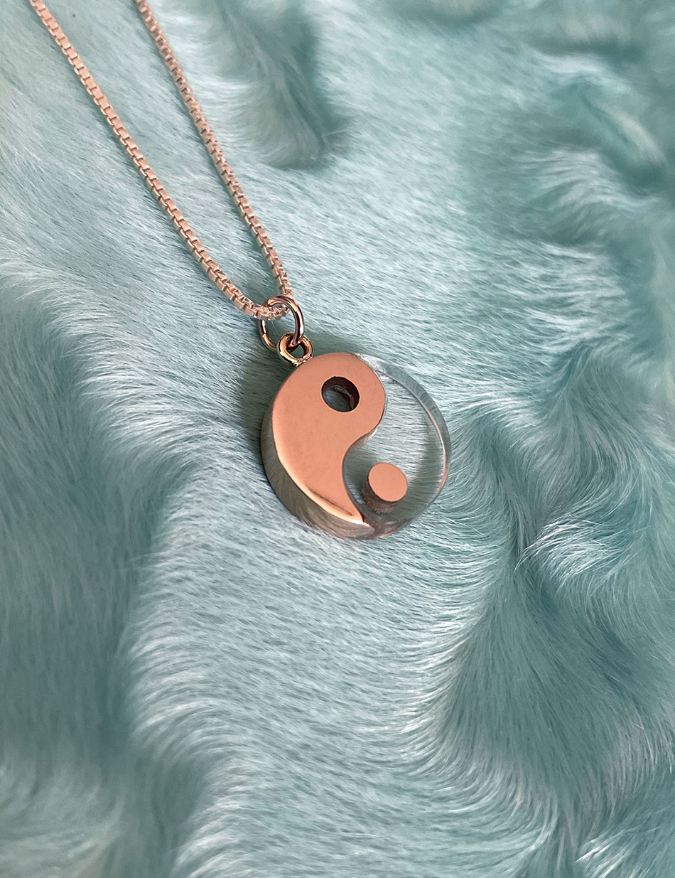 Yin Yang Pendant Necklace - 10k Rose Gold & Quartz