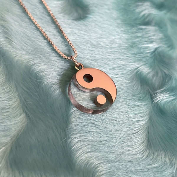 Yin Yang Pendant Necklace - 10k Rose Gold & Quartz