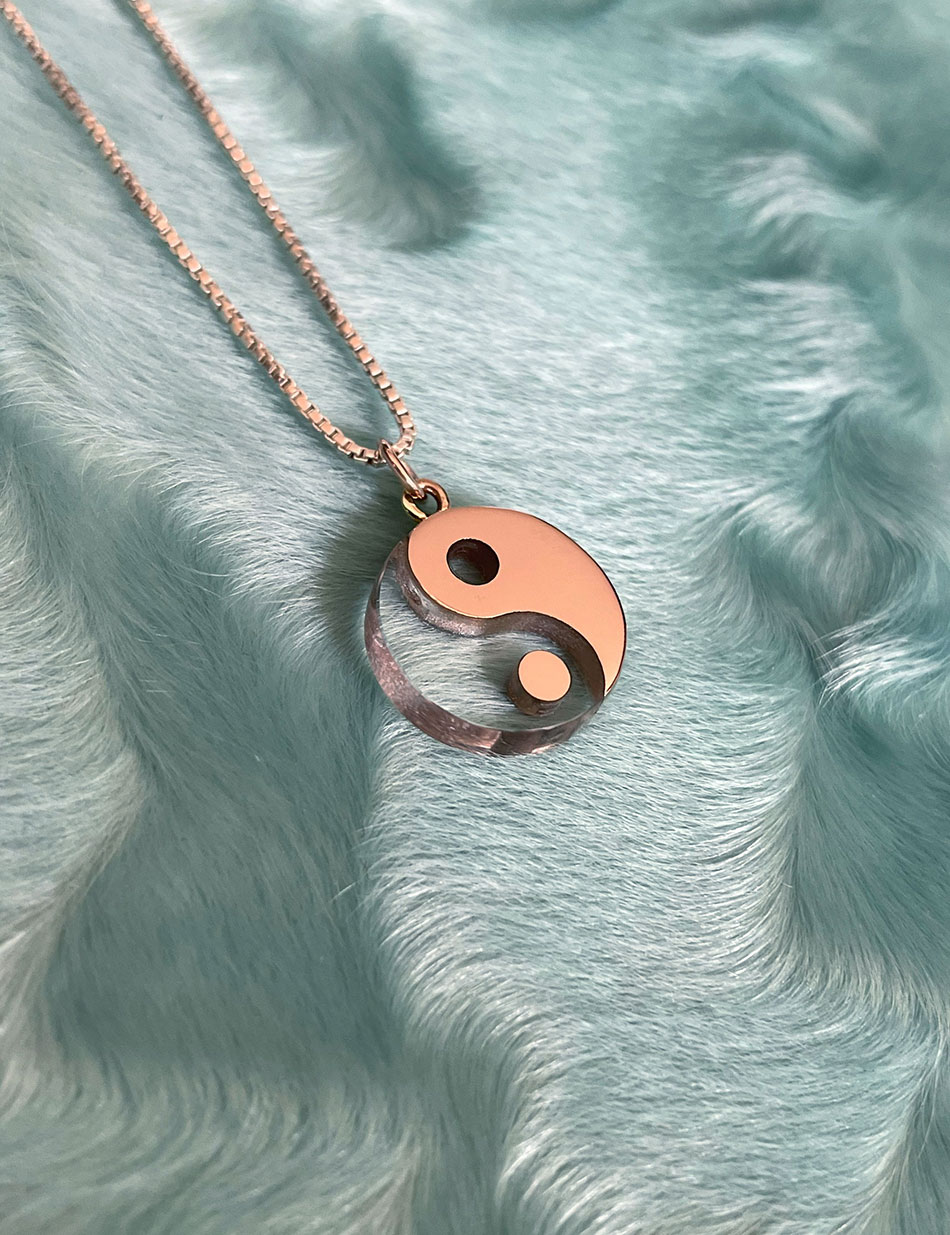 Yin Yang Pendant Necklace - 10k Rose Gold & Quartz