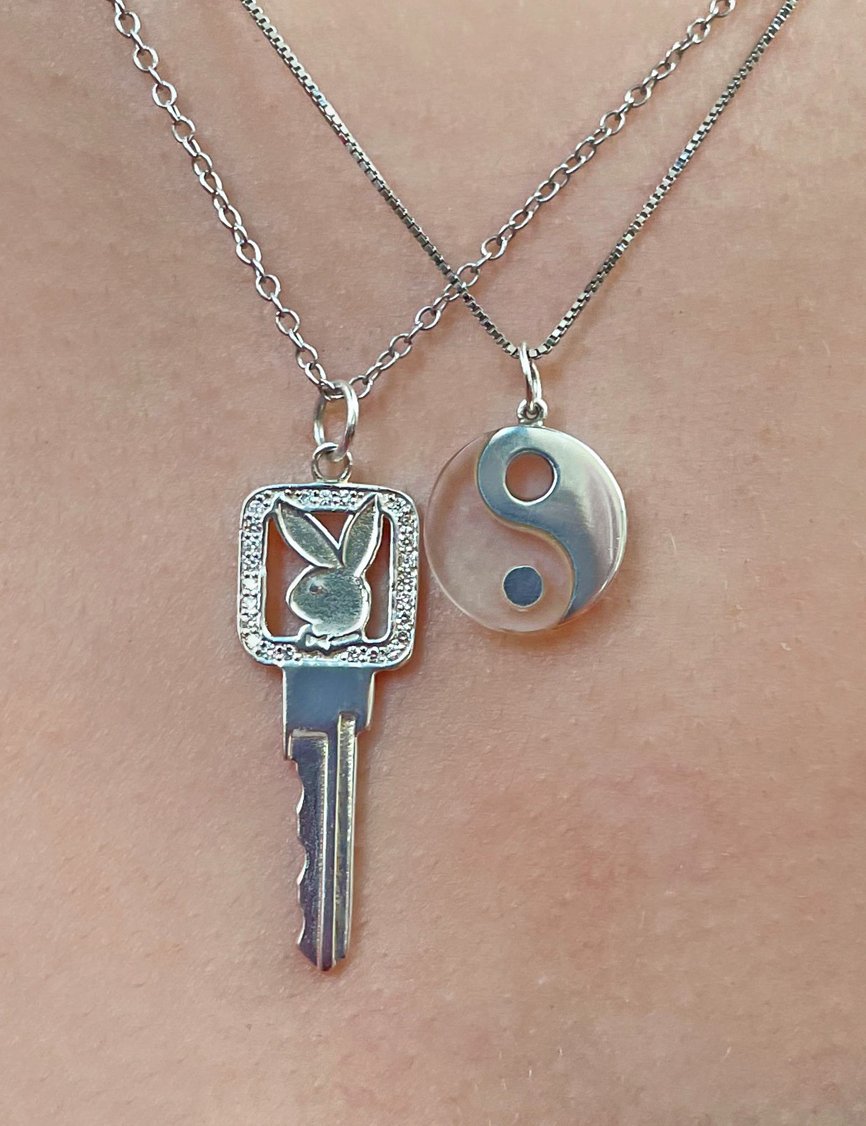 Yin Yang Pendant and Playboy Bunny Key Pendant in sterling silver by HONEY DRIP JEWELRY NYC