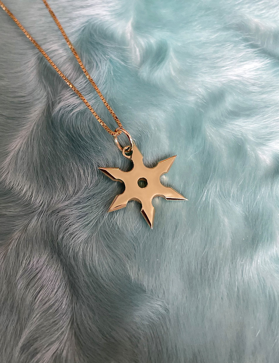 6 Prong Suriken Throwing Star Charm by Honey Drip NYC in 10k gold