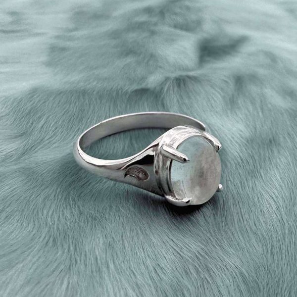 crystal ball ring silver