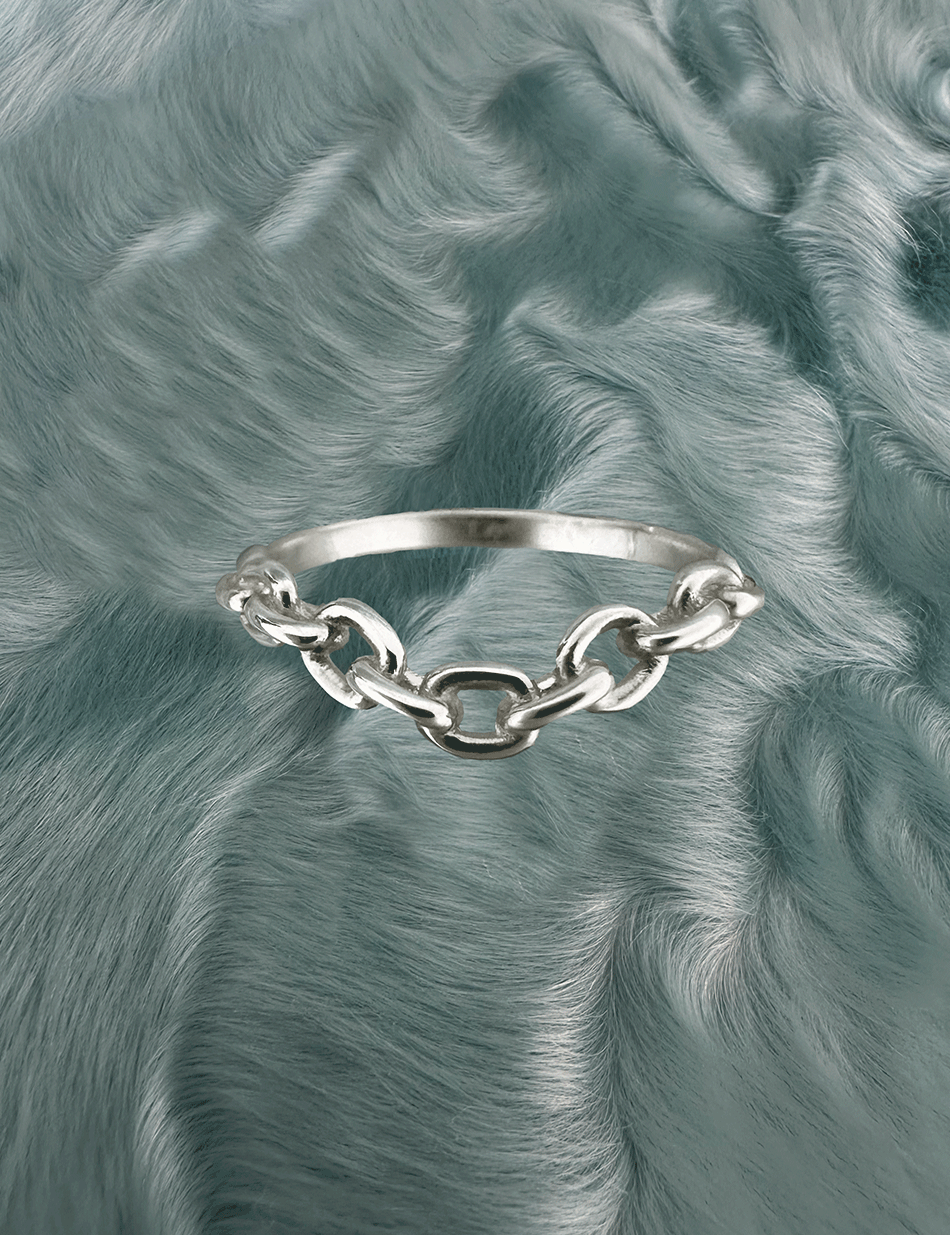 Chain stacking contour ring by honey drip nyc