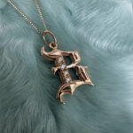 14k gold and diamond Gothic Monogram Initial Charm pendant by HONEY DRIP JEWELRY.