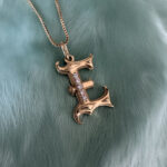 14k gold and diamond Gothic Monogram Initial Charm pendant by HONEY DRIP JEWELRY.