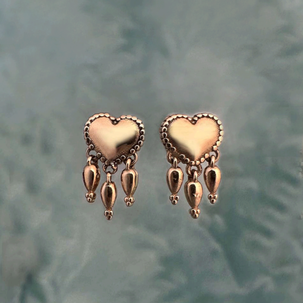 Bleeding Sacred Heart Stud dangle tassel earrings by Honey Drip Jewelry.