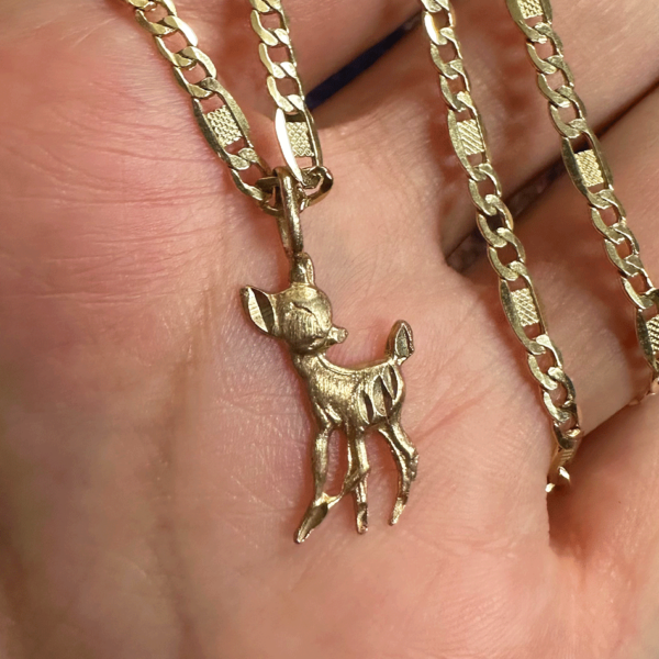 14k yellow gold vintage Bambi Fawn charm by HONEY DRIP NYC