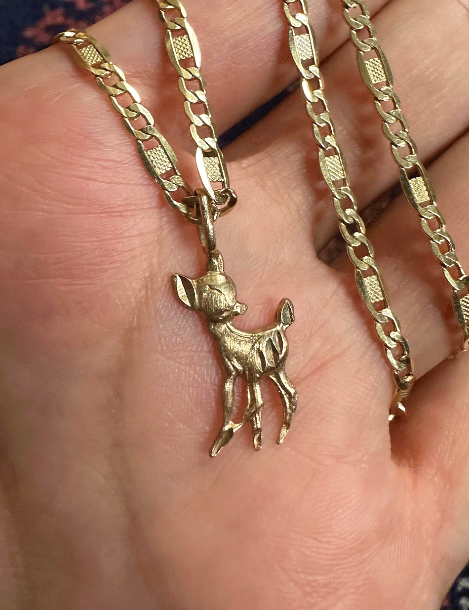 14k yellow gold vintage Bambi Fawn charm by HONEY DRIP NYC