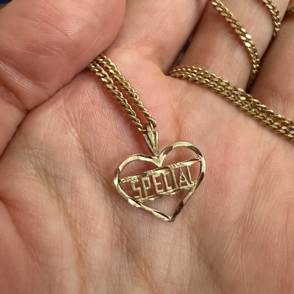 14k yellow gold vintage "special" heart charm by HONEY DRIP NYC